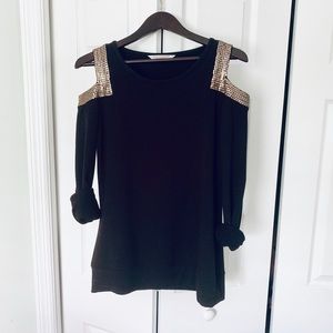 Boston Proper sport sequined cold shoulder top